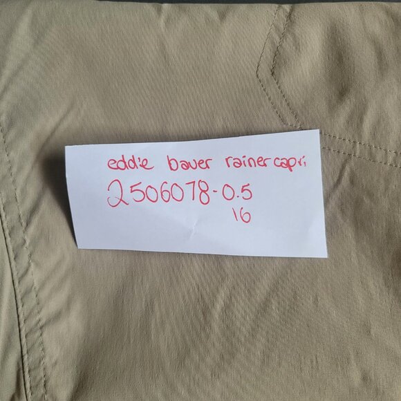 Eddie Bauer Capri Pants Womens 16 Tan Brown Rainier UV Protection Water Repel - Picture 13 of 13
